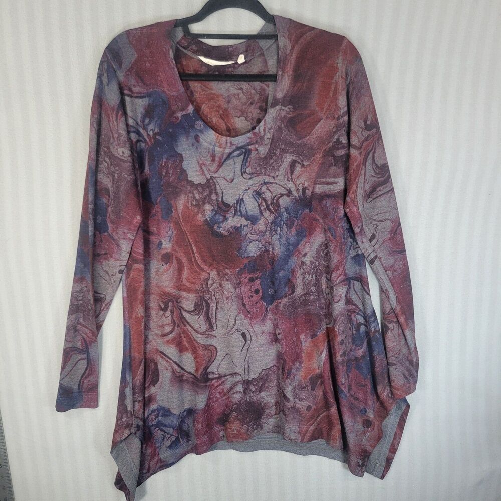 Soft Surroundings Renaissance Tunic Top XL Long Sleeve Asymmetric Hem Boho Artsy